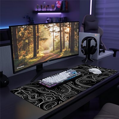 Tapis de bureau noir strata liquide