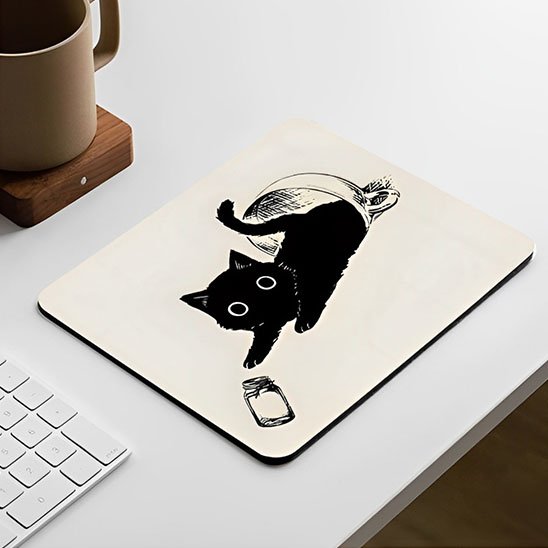 Tapis de souris chat noir joueur