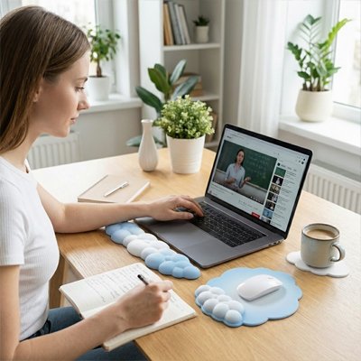 Tapis de souris ergonomique bleu