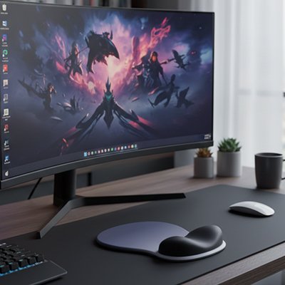 Tapis de souris ergonomique bleu fonce