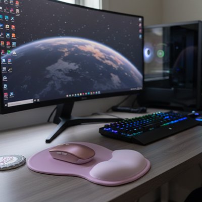 Tapis de souris ergonomique rose