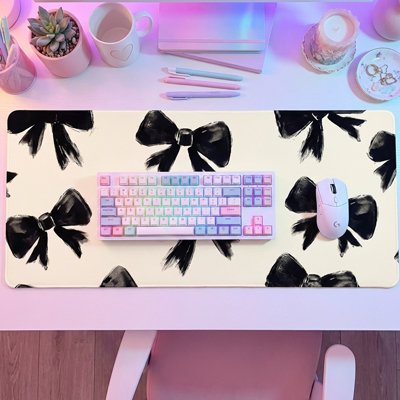 Tapis de souris gamer xxl boucles noir et blanc