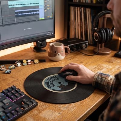 Tapis de souris hydrofuge forme disque vinyl