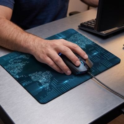 Tapis de souris motif carte du monde moderne