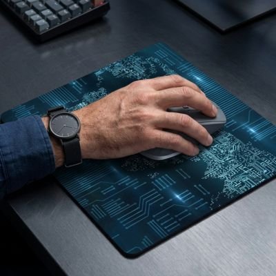 Tapis de souris motif carte du monde stylisé
