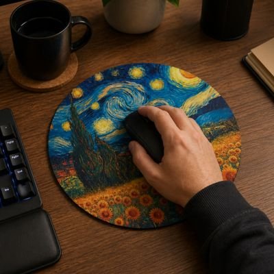 Tapis de souris rond design art