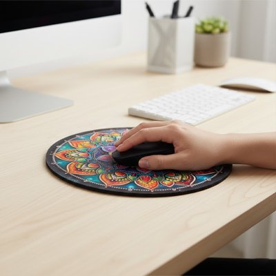 Tapis de souris rond design mandala
